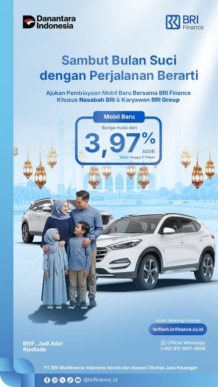 Sambut Bulan Suci Ramadhan, BRI Finance  Tawarkan Pembiayaan Mobil Baru Mulai 3,97%