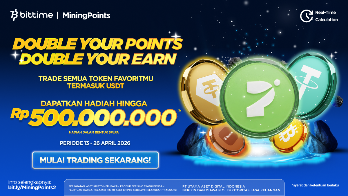 Nilai Tukar Rupiah Terus Melemah, Bittime Hadirkan Mining Points 2.0 #DoubleEarnDoublePoints, dengan Prize Pool lebih dari $30,000