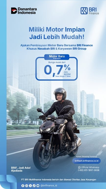 Hadirkan Pembiayaan Motor Baru Premium, BRI Finance Tawarkan Bunga Mulai 0,7% per Bulan