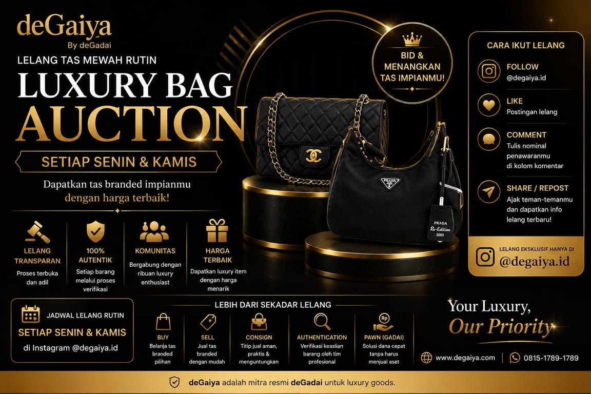 Tak Hanya Jual Beli, Kini Berburu Tas Branded Bisa Lewat Lelang Rutin deGaiya Setiap Senin dan Kamis