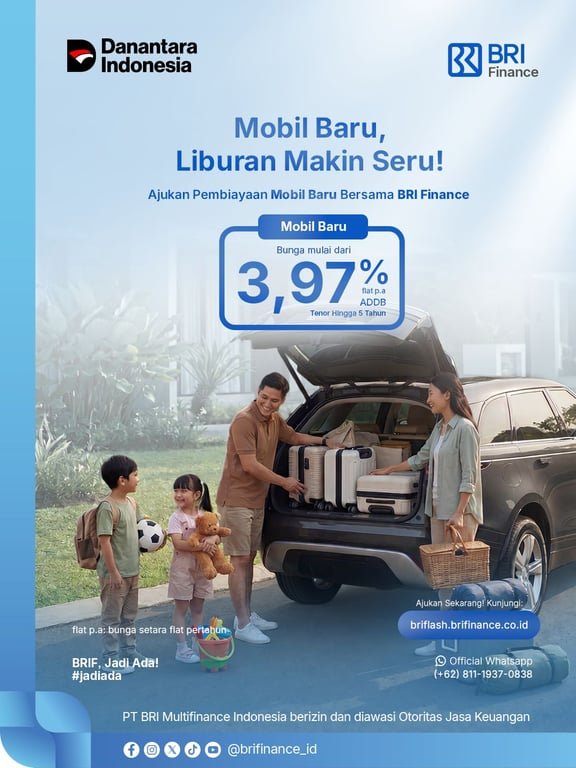 Sambut Musim Liburan, BRI Finance Hadirkan  Pembiayaan Mobil Baru yang Ringan dan Fleksibel