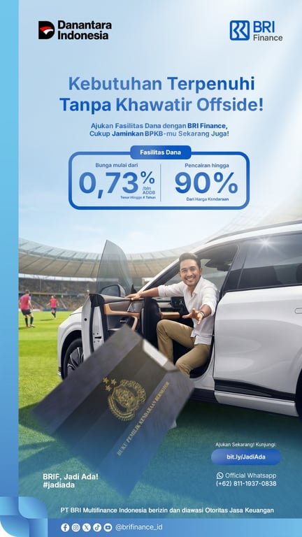 Penuhi Beragam Kebutuhan Tanpa Khawatir Offside, BRI Finance Hadirkan Fasilitas Dana