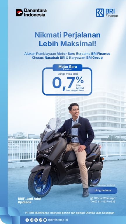 Nikmati Perjalanan Lebih Maksimal, BRI Finance Tawarkan Pembiayaan Motor Baru Mulai 0,7% per Bulan