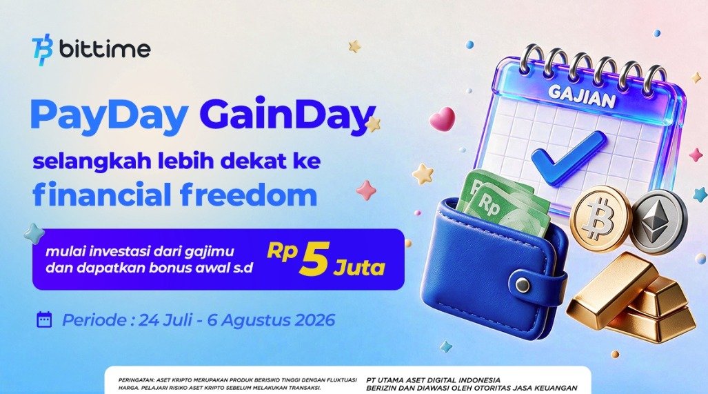 Gajian Jadi Momentum Investasi, Bittime Siapkan Bonus BTC hingga Rp5 Juta