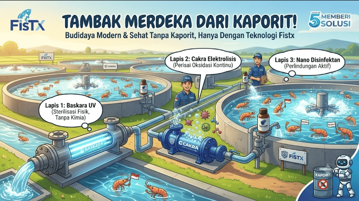 TAMBAK MERDEKA DARI KAPORIT DAN BAHAN KIMIA BERBAHAYA: FisTx Disinfection System Hadirkan Standar Baru Budidaya Berkelanjutan